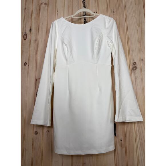 NWT Lulus Elegant Cutie Ivory Bow Long Sleeve Backless Mini Dress Cocktail Sz M - Picture 2 of 8